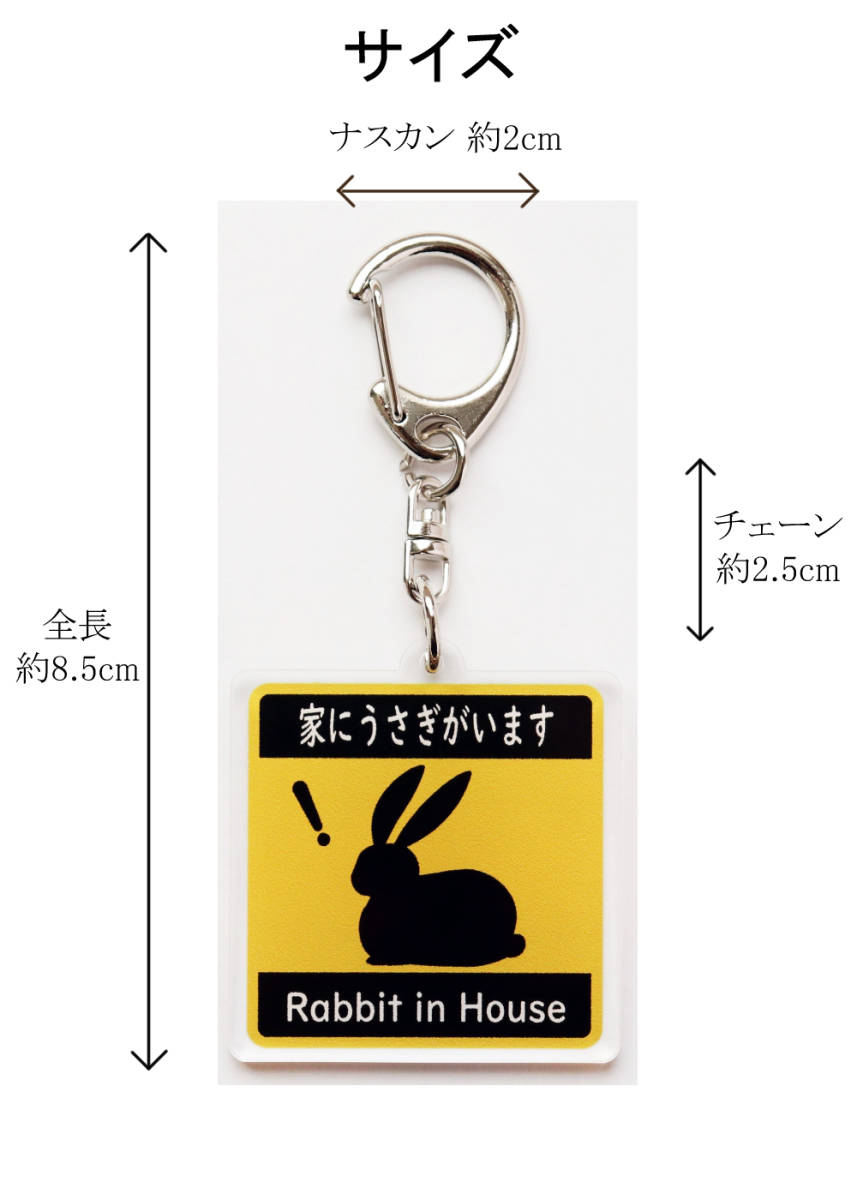 キーホルダー 家にうさぎがいます Rabbit in House ピクトグラム おもしろキーチェーン・キーリング アクリル製 ウサギの画像7