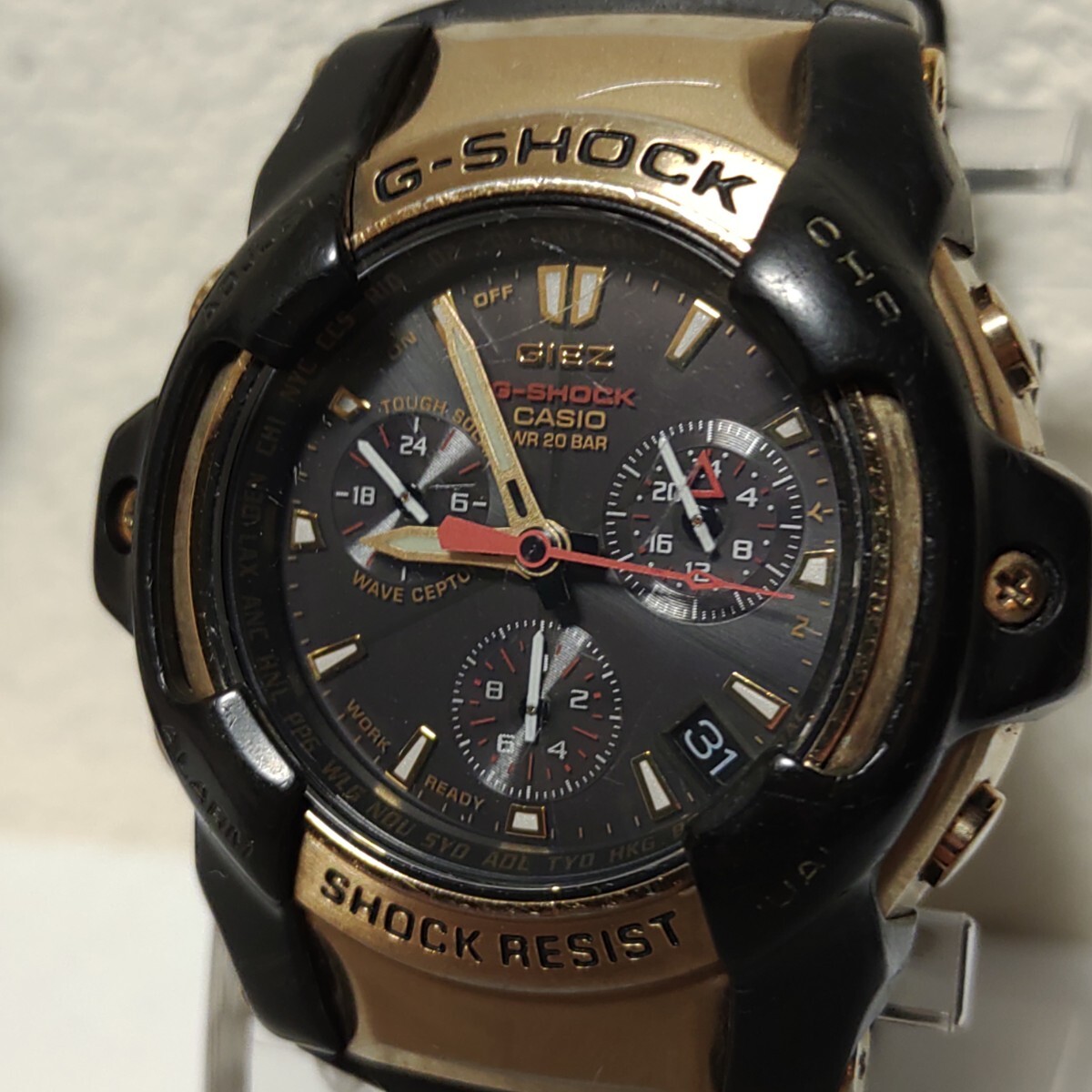 Casio G-Shock Date Radio Solar Watch Chronograph Giez World Time Sports Gold Waterraphone Используется