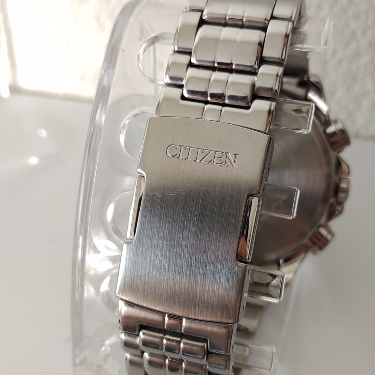 腕時計 クロノグラフ 電波ソーラー CITIZEN シチズン エコドライブ シルバー SS 多機能 ビジネス紳士の画像4