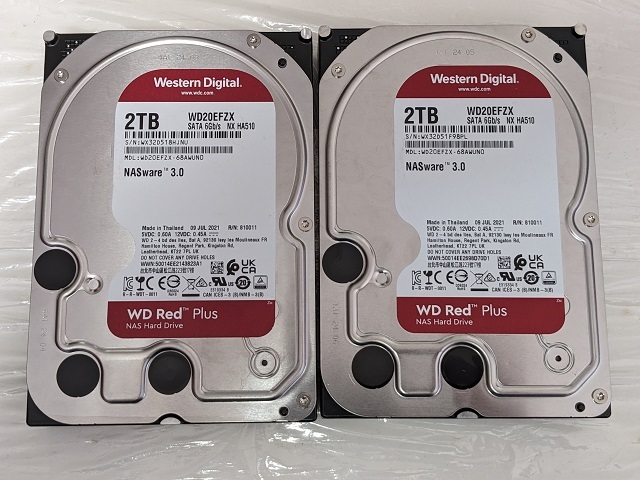  WESTERN DIGITAL Red WD20EFZX NX HA510 2個セット 2TB x2 4TB 3.5インチ SATA HDD WD ウェスタンデジタル レッド NASware3.0【中古】②_画像1