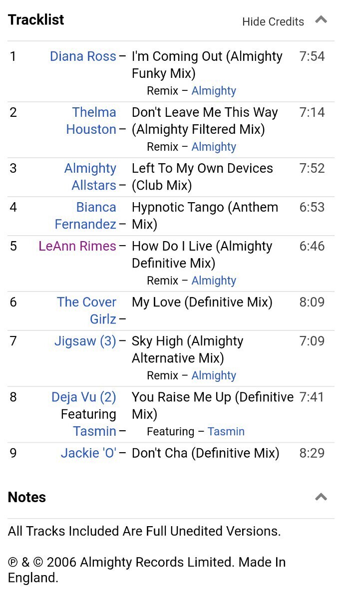 『Almighty The Definitive Collection 4 − The Full 12'' Mixes』 Diana Ross,Thelma Houston,LeAnn Rimes,Jigsaw プロモCD-Rの画像6
