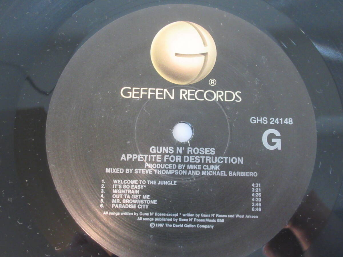 R10 ●Guns N' Roses LPレコード 米盤「アペタイト フォー ディストラクション」ガンズ アンド ローゼズ Appetite for Distruction の画像2