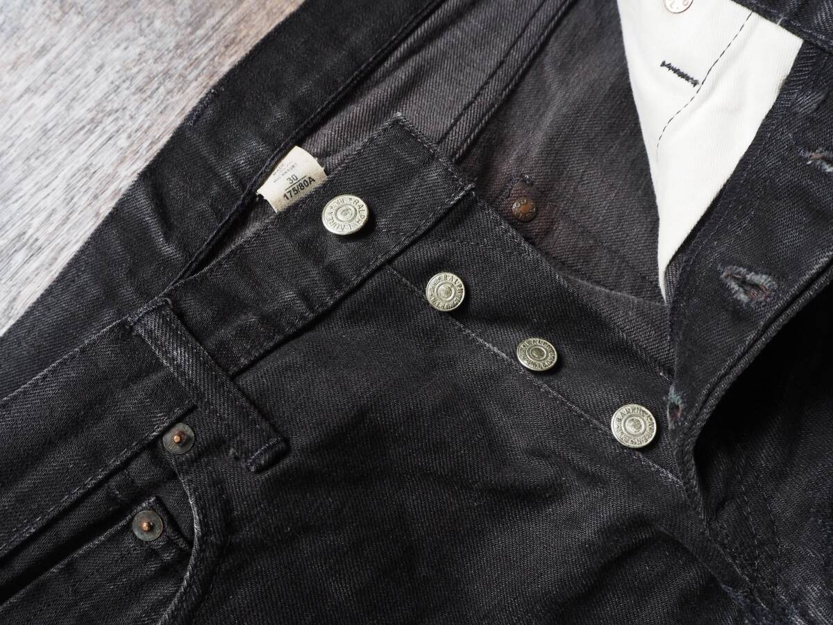 RRLダブルアールエル SLIM FIT 後染めブラックセルビッチデニムパンツ w30 MADE IN USA 実寸w82cmの画像2