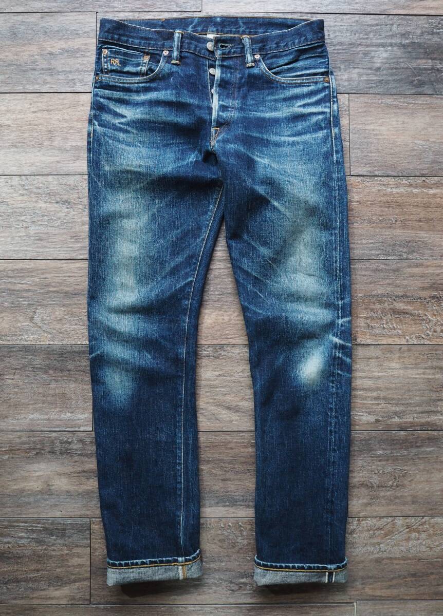 RRL ダブルアールエル スリムナロー RIGID WASH セルビッジデニムパンツ w30 アメリカ製 実寸ｗ82cm