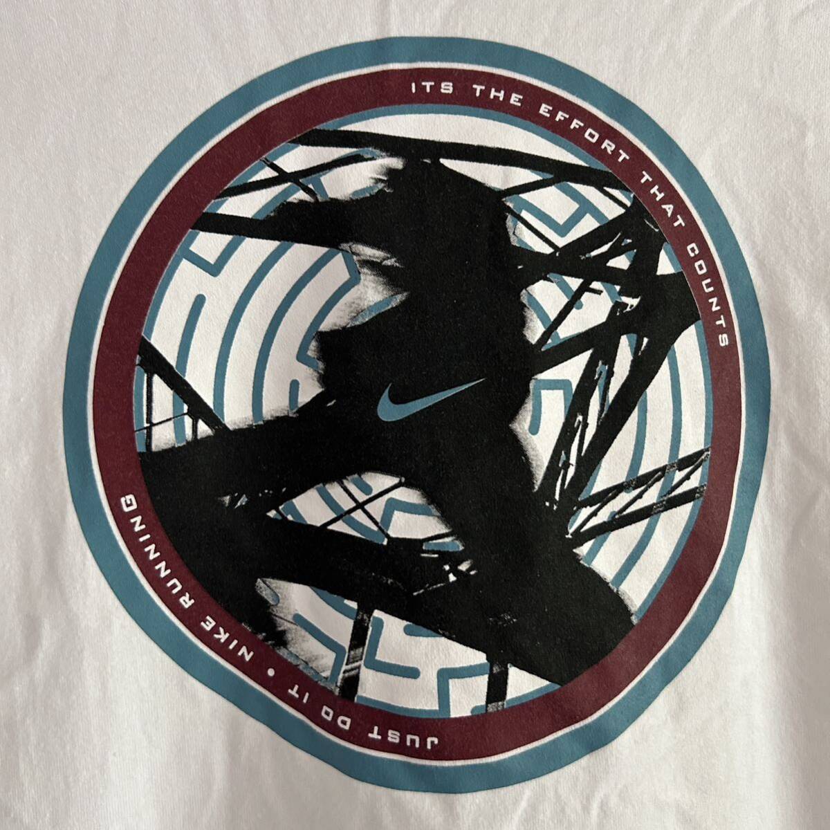 90s NIKE ナイキ プリント ロングスリーブTシャツ L ロンT バックプリント ホワイト ストリート 古着 大きめの画像2