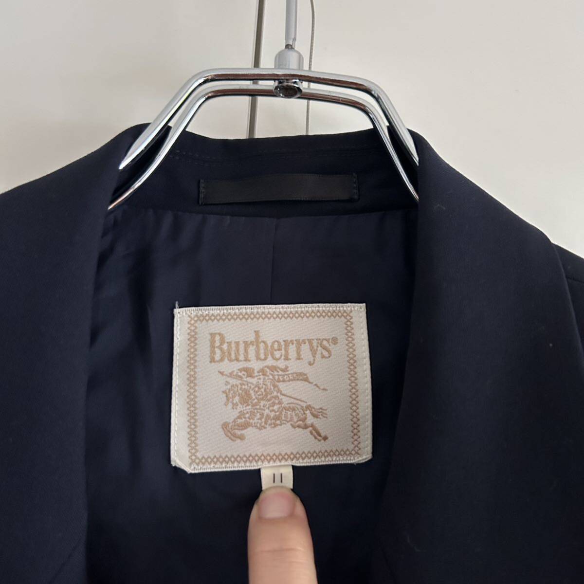 80s 90s Burberrys Burberry z Burberry двойной breast tailored jacket блейзер темно-синий 11 золотой кнопка темно-синий пятно б/у одежда 