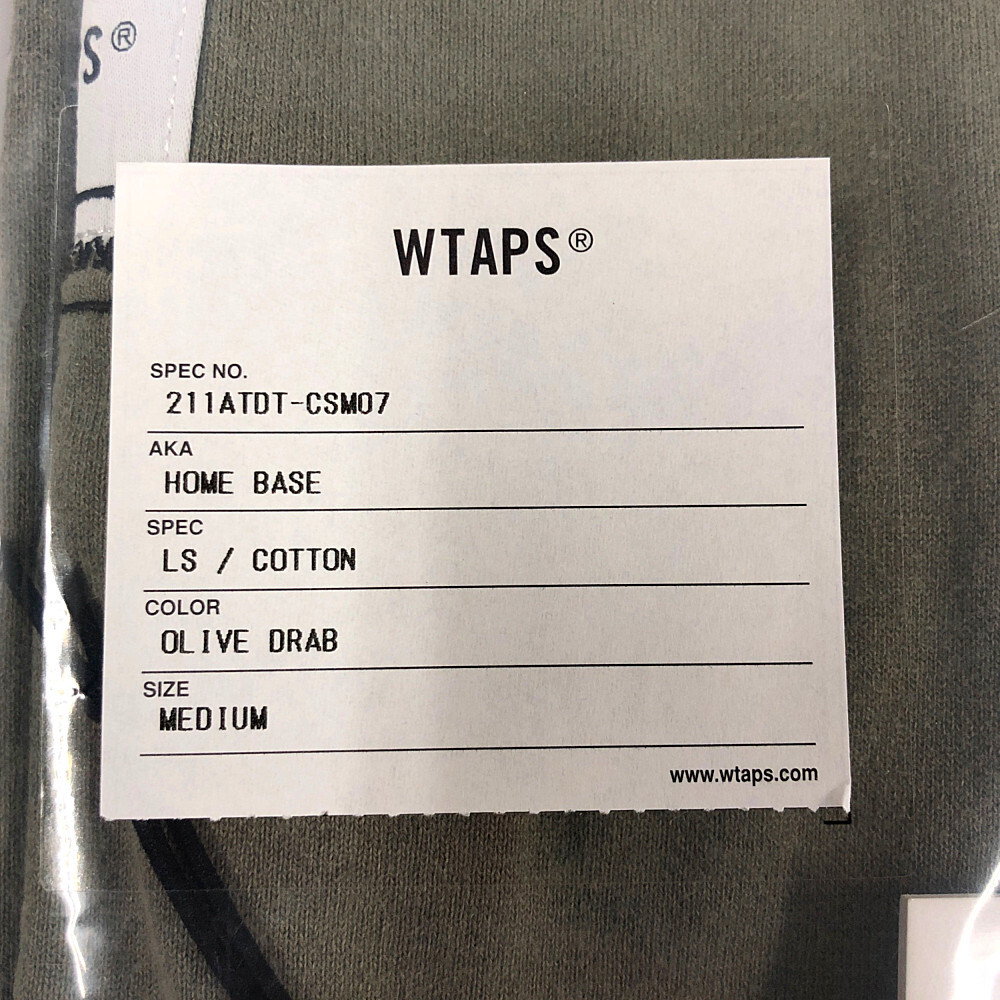 WTAPS ダブルタップス 21SS HOME BASE LS / COTTON 加工 ロング長袖Ｔシャツ オリーブドラブ サイズ2 正規品 / 31061の画像10