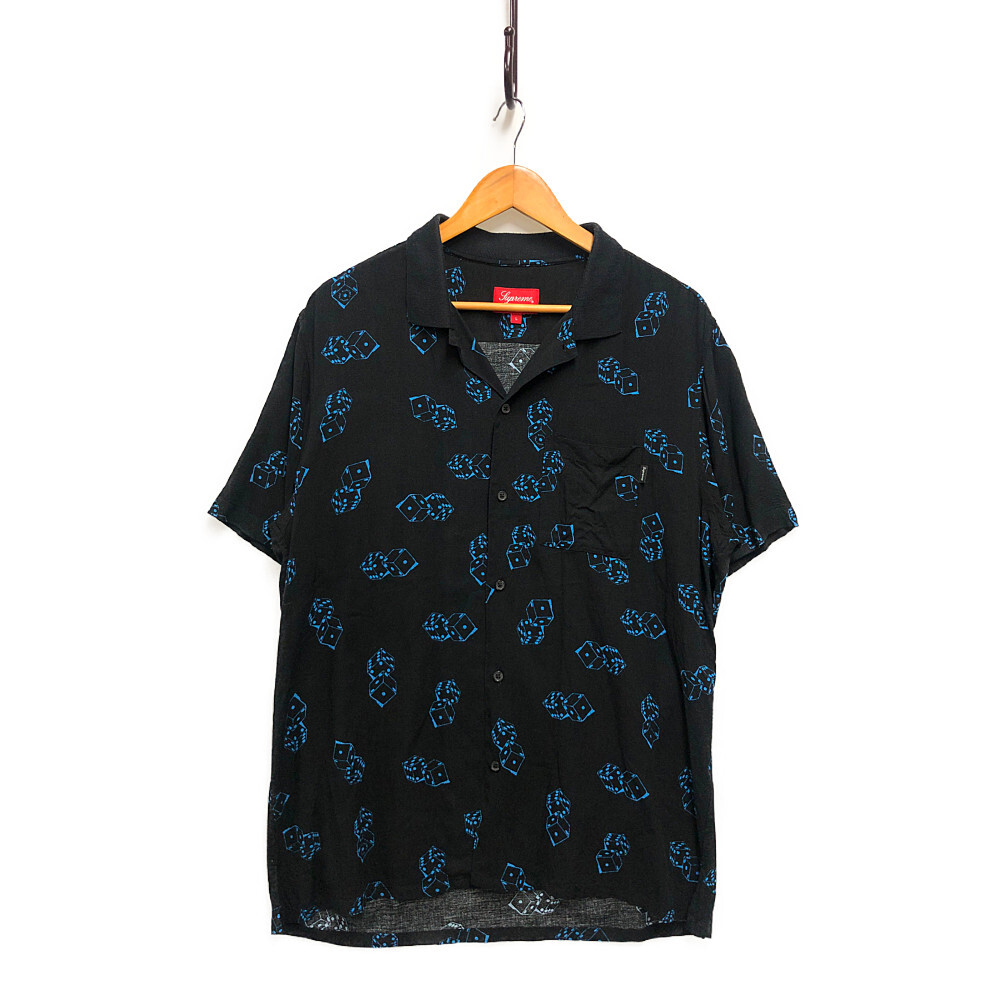 SUPREME シュプリーム 19SS Dice Rayon S/S Shirt ダイス レーヨンシック 半袖シャツ 黒 サイズL 正規品 / 32380の画像1