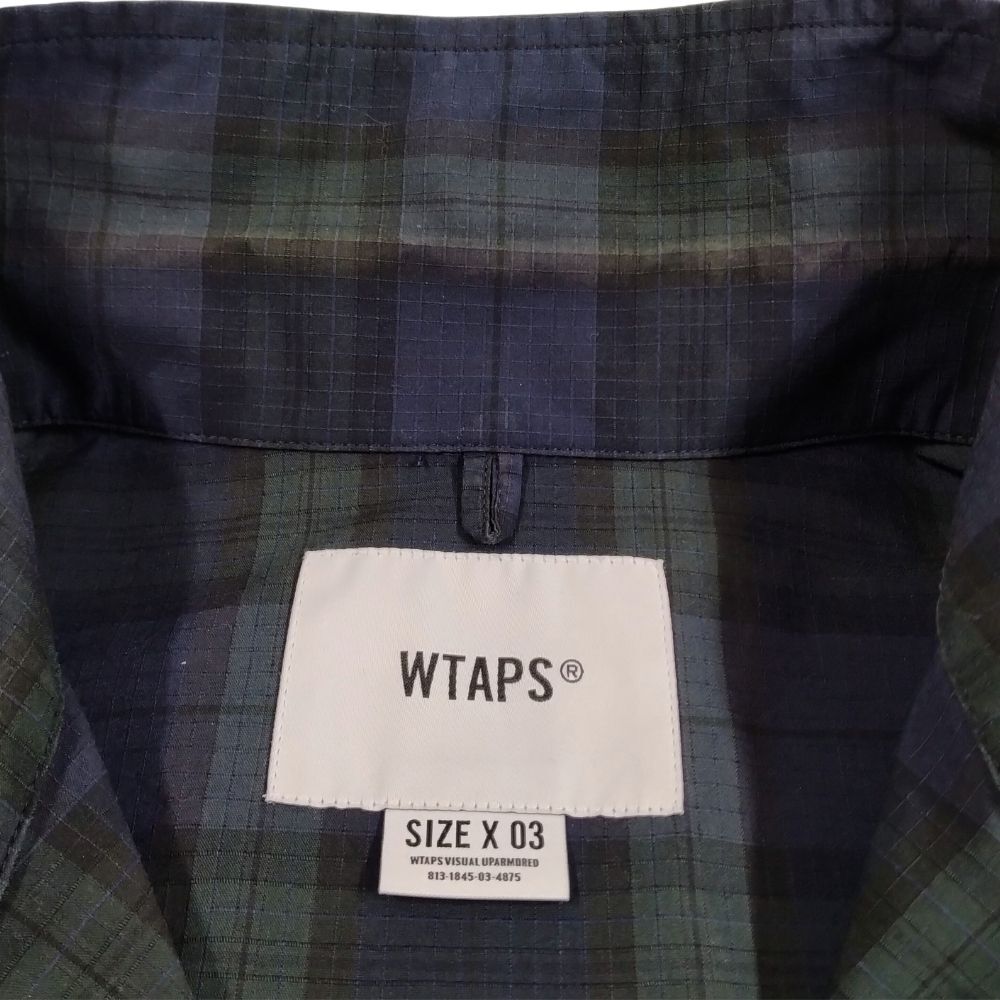 WTAPS ダブルタップス 21SS WCPO LS / COPO . RIPSTOP TEXTILE COOLMAX チェック 長袖シャツ ネイビー系 サイズ3 正規品 / 34020_画像7