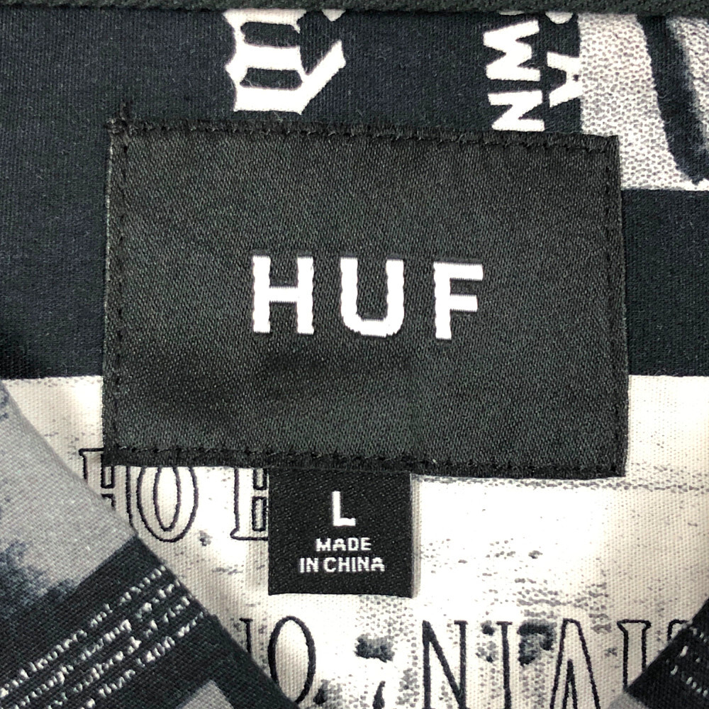 HUF ハフ 総柄 半袖シャツ ブラック サイズL 正規品 / B4201の画像4