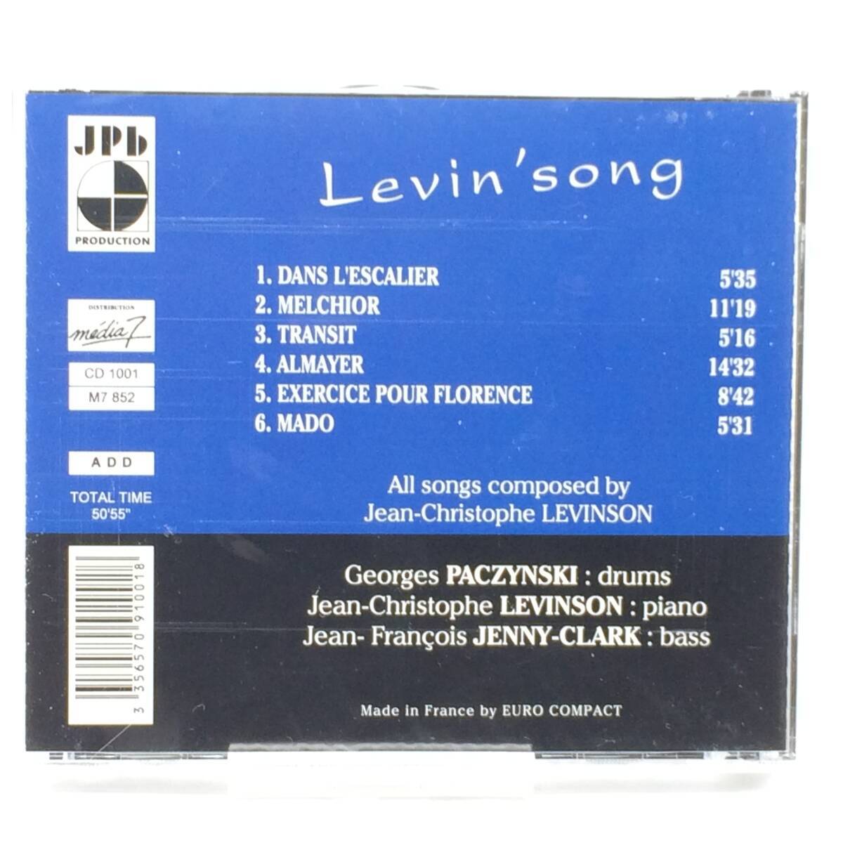 Paczynski Levinson Jenny-Clark / Levin'Song (JPBCD1001) 未開封 オリジナル盤 ピアノトリオ Georges Paczynski J. F. Jenny Clark_画像2
