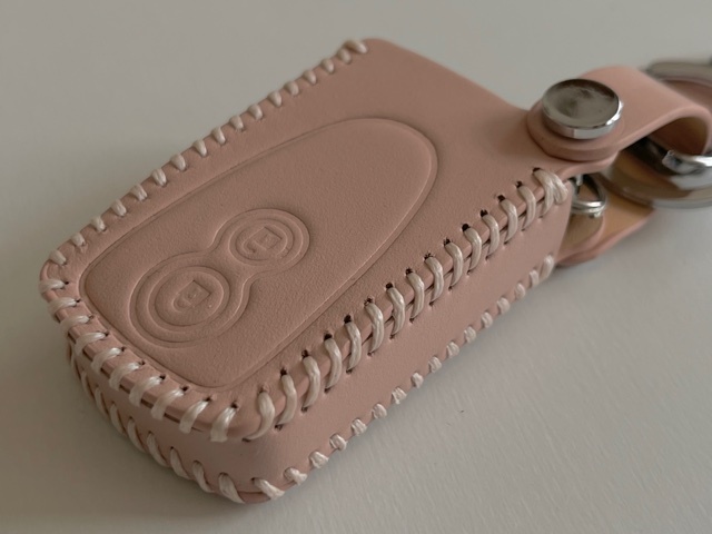  cow leather precisely Fit case cocoa Move Tanto bB Passo Koo Pixis Space key case smart key case pink beige color 2