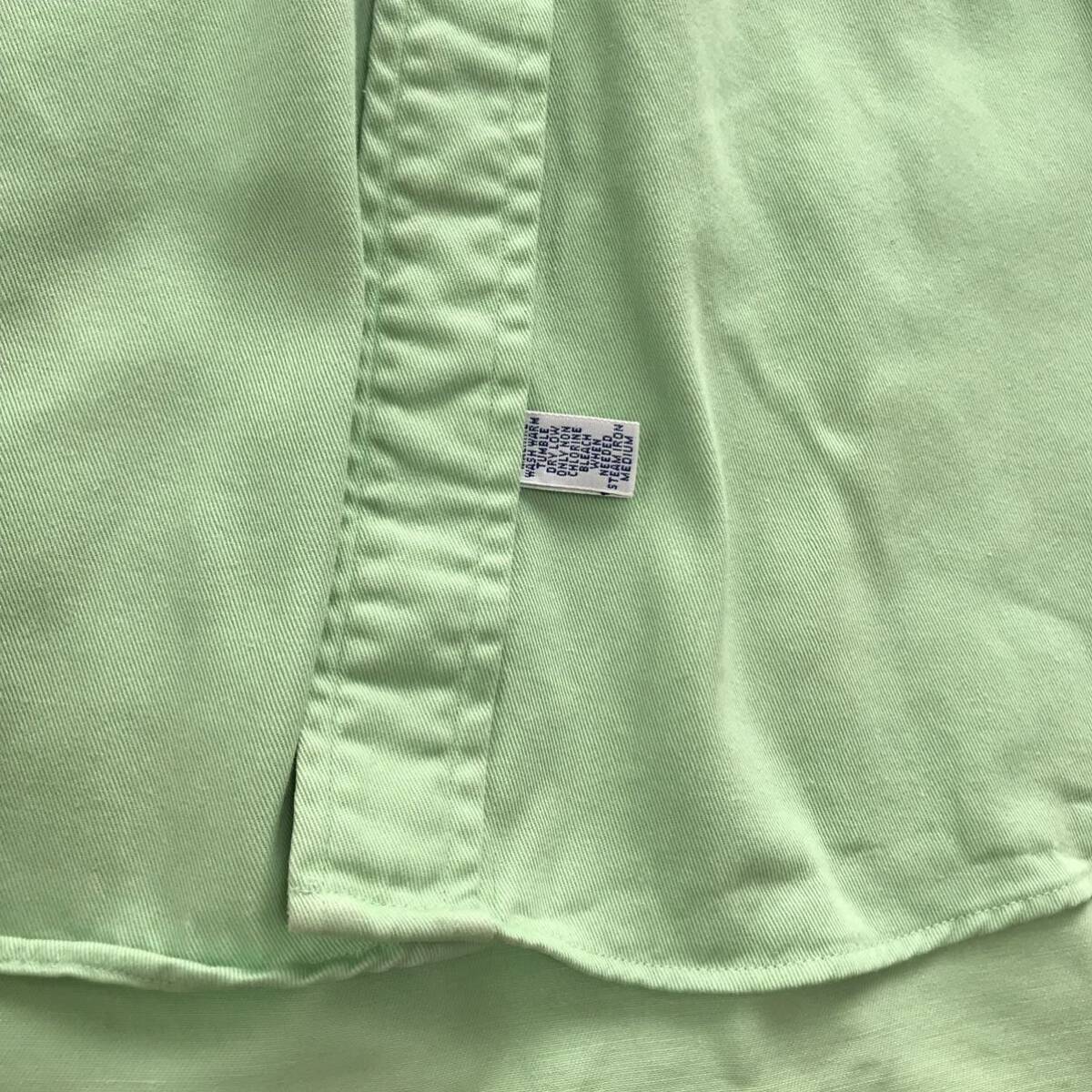 90s USA製 Ralph Lauren ラルフローレン コットン ボタンダウンシャツ グリーン Lサイズ US古着_画像7