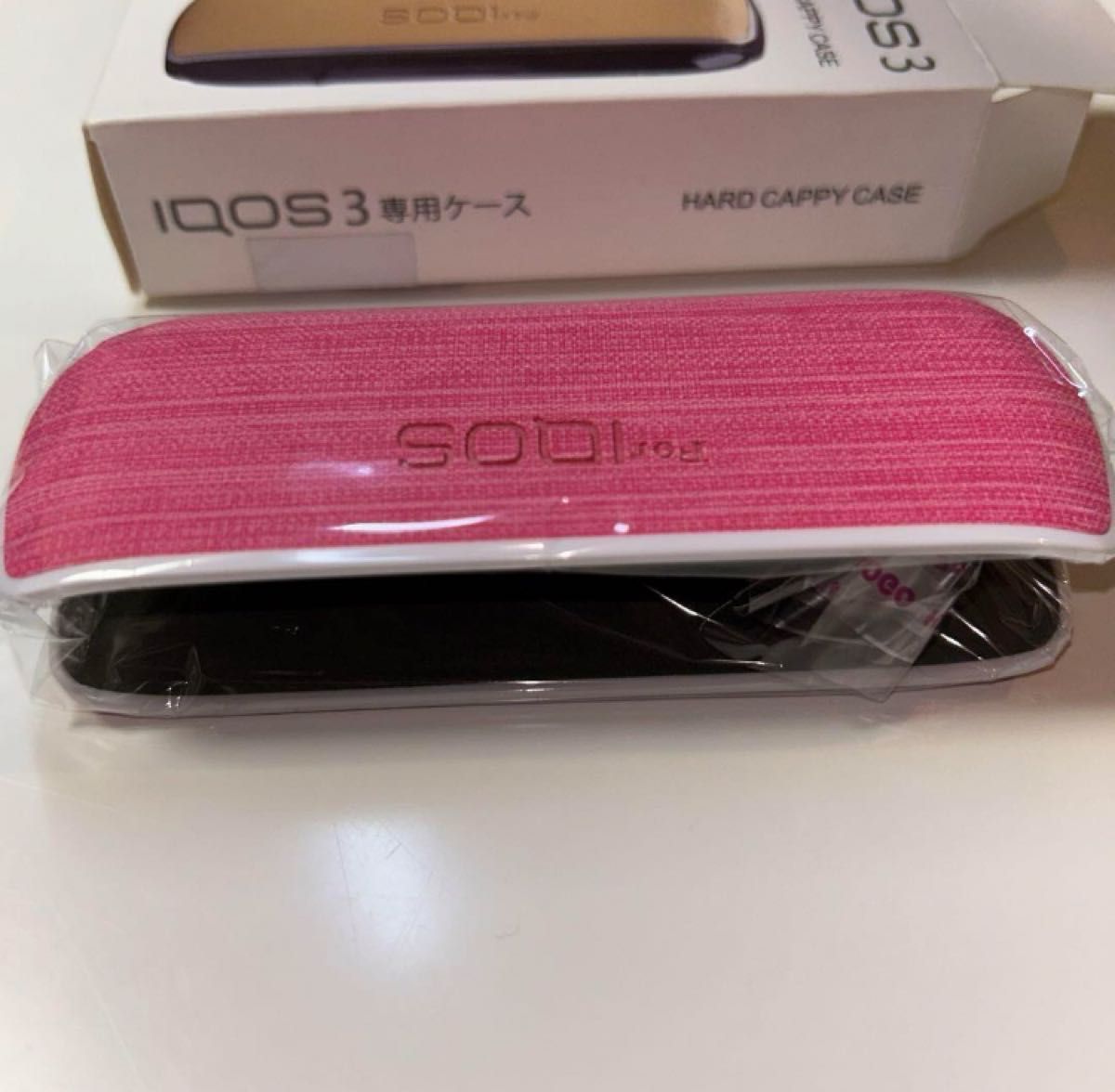 アイコス３デュオ用のケース レザー シンプル 内部超繊維 耐衝撃 指紋防止ピンク iqos