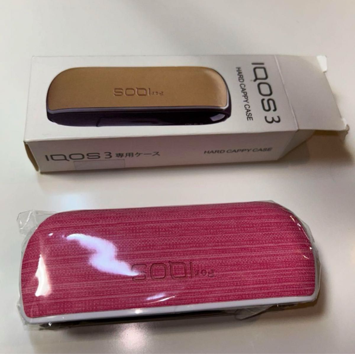 アイコス３デュオ用のケース レザー シンプル 内部超繊維 耐衝撃 指紋防止ピンク iqos
