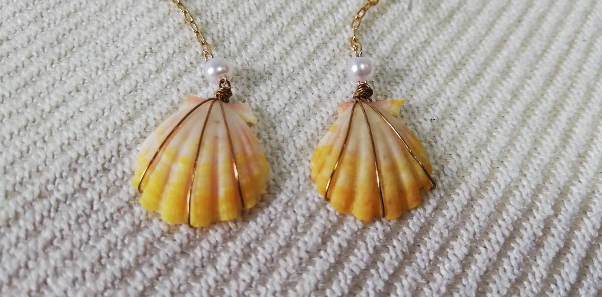 ハワイ サンライズシェル ピアス ハワイアンジュエリー 貝 ハンドメイド Hawaii Sunrise Shell