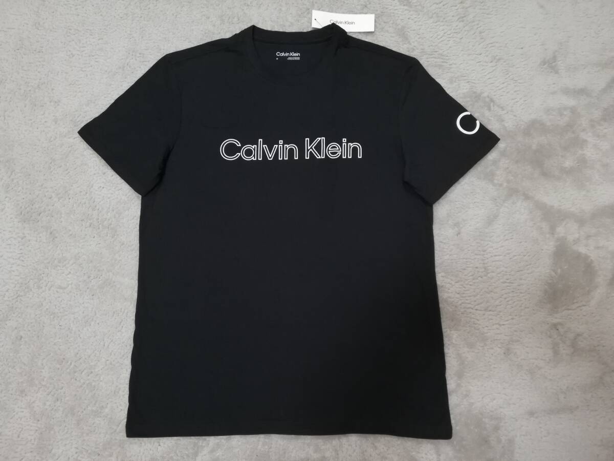  新品未使用！ カルバンクライン メンズ ロゴ Tシャツ 袖CKロゴ Ｍサイズ ブラック 黒 半袖 カットソー Calvin Klein_画像1