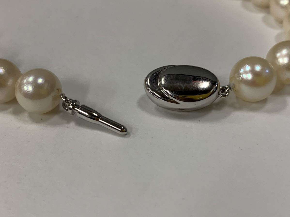 □【売り切り】ISETAN Meiwa Pearls 本パールネックレス イヤリングセット K14WG SILVER の画像3