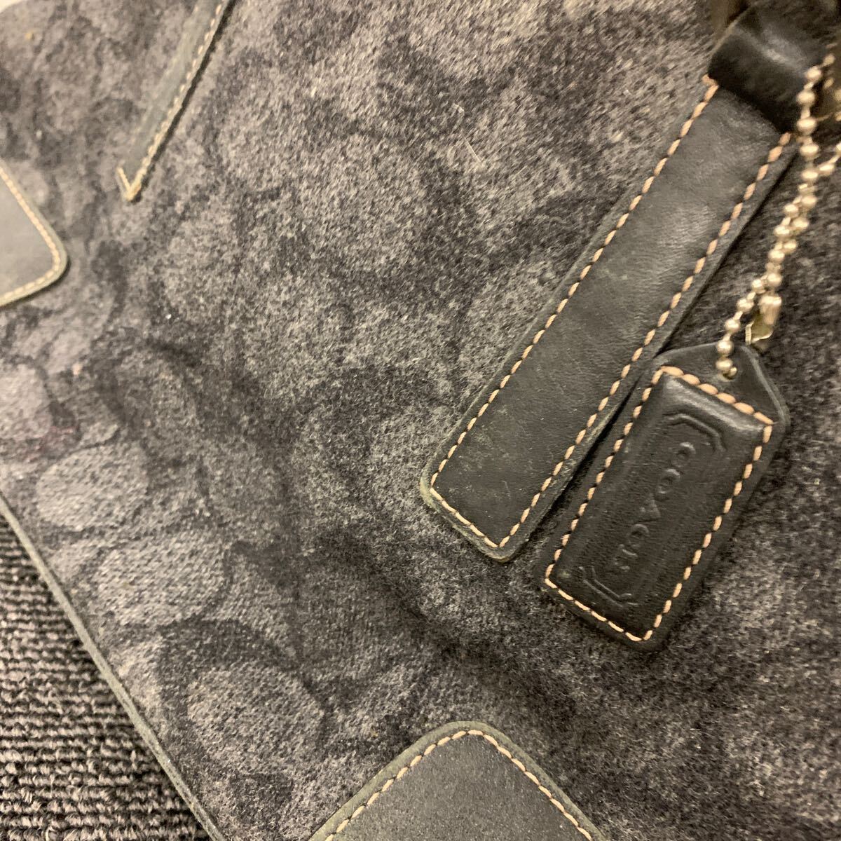 ◯【売り切り】COACH コーチ トートバッグ フェルト シグネチャー 黒 レザー_画像6