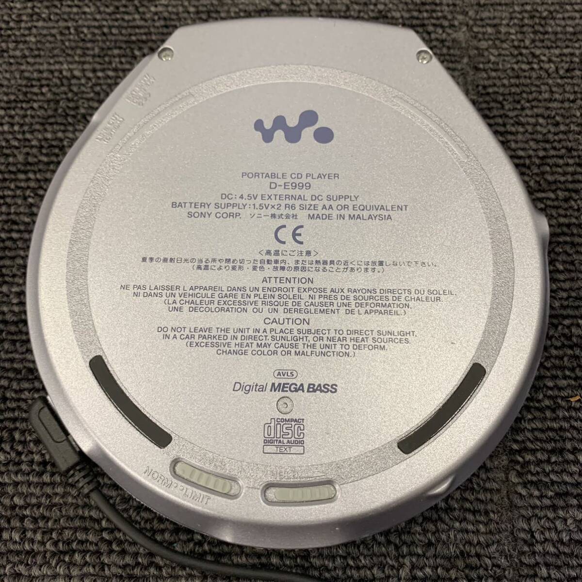 ●【売り切り】SONY（ソニー）PORTABLE CD PLAYER ポータブルCDプレーヤー WALKMAN D-E999の画像4