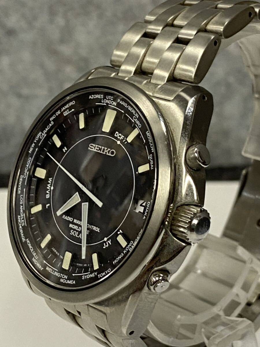 ◆【売り切り】SEIKO　セイコー 7B25-0AB0 WORLD TIME SOLAR　ワールドタイム ソーラー デイト メンズ腕時計 現状品_画像2