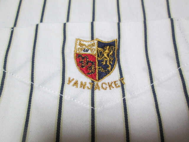 良好 VAN JAC ヴァンヂャケット VAN JACKET INC ボタンダウンシャツ 長袖シャツ ストライプ LL エンブレム刺繍 ロゴ EN-90014 ポケット付き_画像5