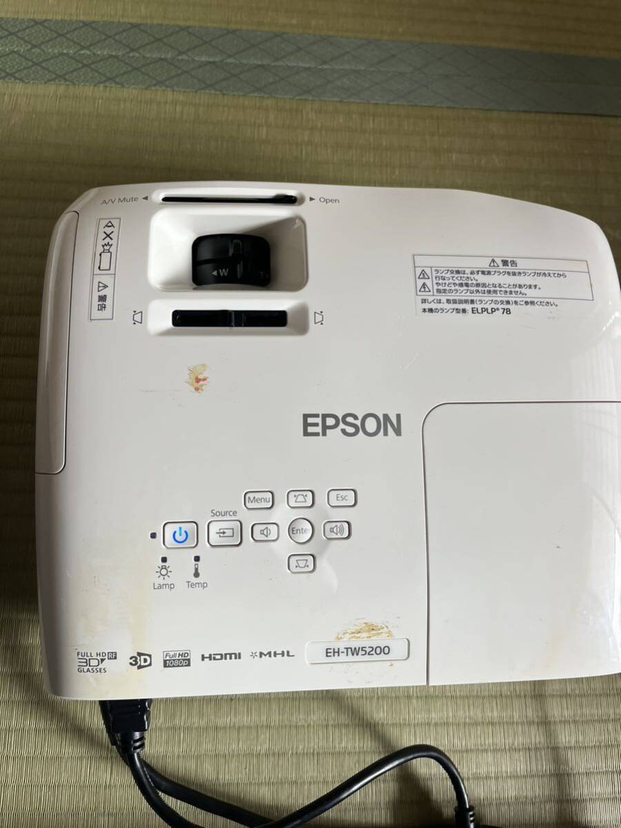 EPSON プロジェクター EH-TW5200 動作確認済、ランプ281時間！リモコンOK エアフィルター新品付属！ジャンクにての画像1