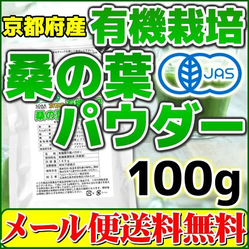 桑の葉パウダー 100g 桑の葉青汁 桑の葉茶 粉末 有機栽培 オーガニック 京都府産 国産 送料無料の画像1