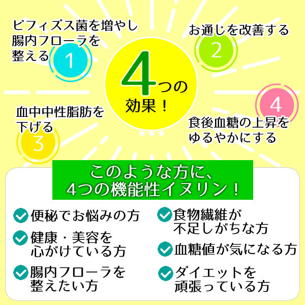 機能性表示食品 イヌリン 500g 水溶性食物繊維 メール便 送料無料 お通じ改善 腸内フローラ改良 整腸作用 中性脂肪対策 血糖値対策に！_画像6