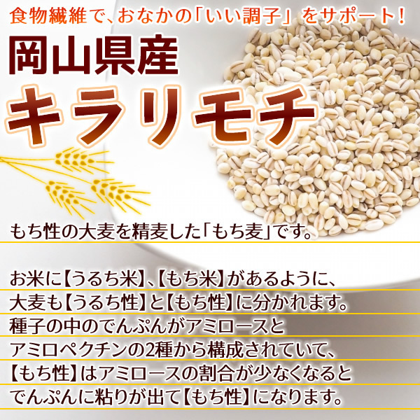 キラリモチ 岡山県産 5kg もち麦 国産 送料無料 セール特売品の画像2