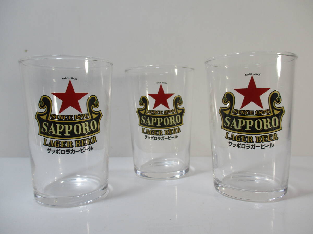 サッポロラガービール オリジナル赤星グラス 赤星縁日 ビールグラス 3個セットの画像1
