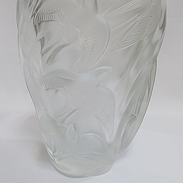 LALIQUE ラリック クリスタル ガラス スワロー ツバメ フラワーベース 花瓶 約24.5cm【送料無料】 中古品 used AB_画像7
