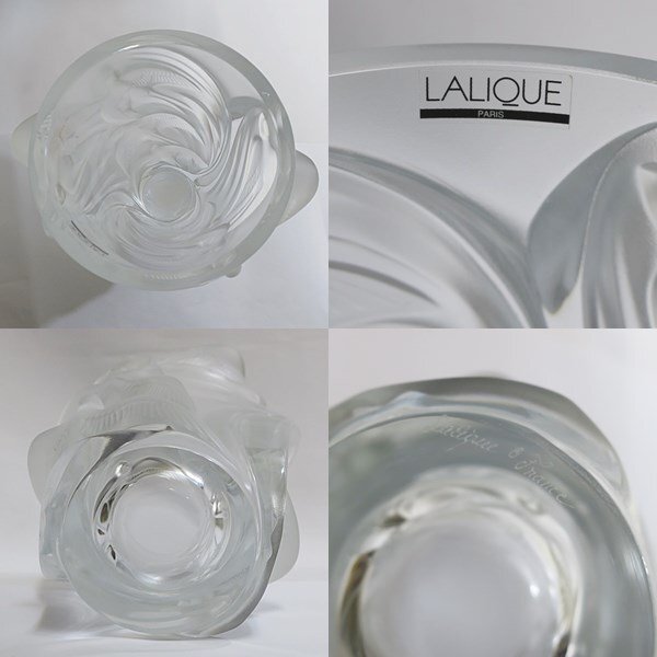 LALIQUE ラリック クリスタル ガラス スワロー ツバメ フラワーベース 花瓶 約24.5cm【送料無料】 中古品 used AB_画像4