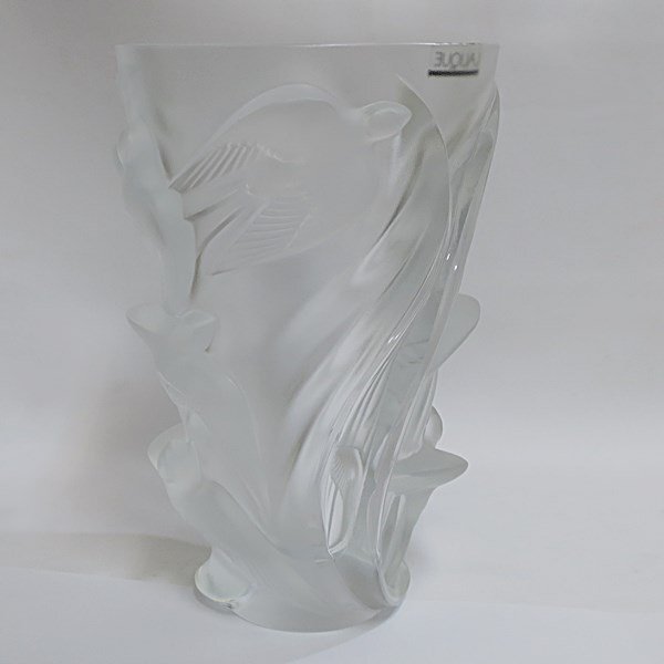 LALIQUE ラリック クリスタル ガラス スワロー ツバメ フラワーベース 花瓶 約24.5cm【送料無料】 中古品 used AB_画像2