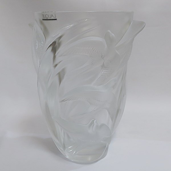 LALIQUE ラリック クリスタル ガラス スワロー ツバメ フラワーベース 花瓶 約24.5cm【送料無料】 中古品 used AB_画像3