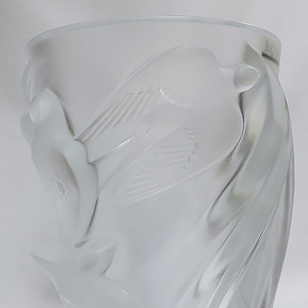 LALIQUE ラリック クリスタル ガラス スワロー ツバメ フラワーベース 花瓶 約24.5cm【送料無料】 中古品 used AB_画像6