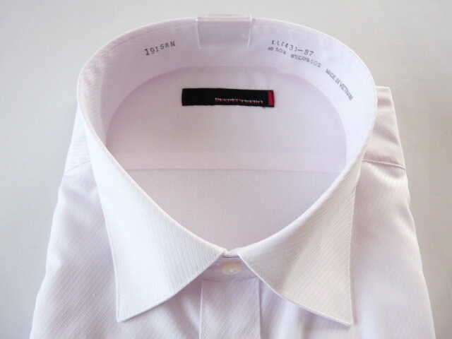 ☆RESPECTNERO スリムドレスシャツ LL43-87 セミワイド ピンク 長袖 未着用新品☆の画像2