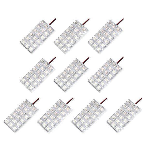 10個セット●● 12V FLUX18連 3×6 LED 基板 端子形状T10×31mm ルームランプ ホワイト_画像1