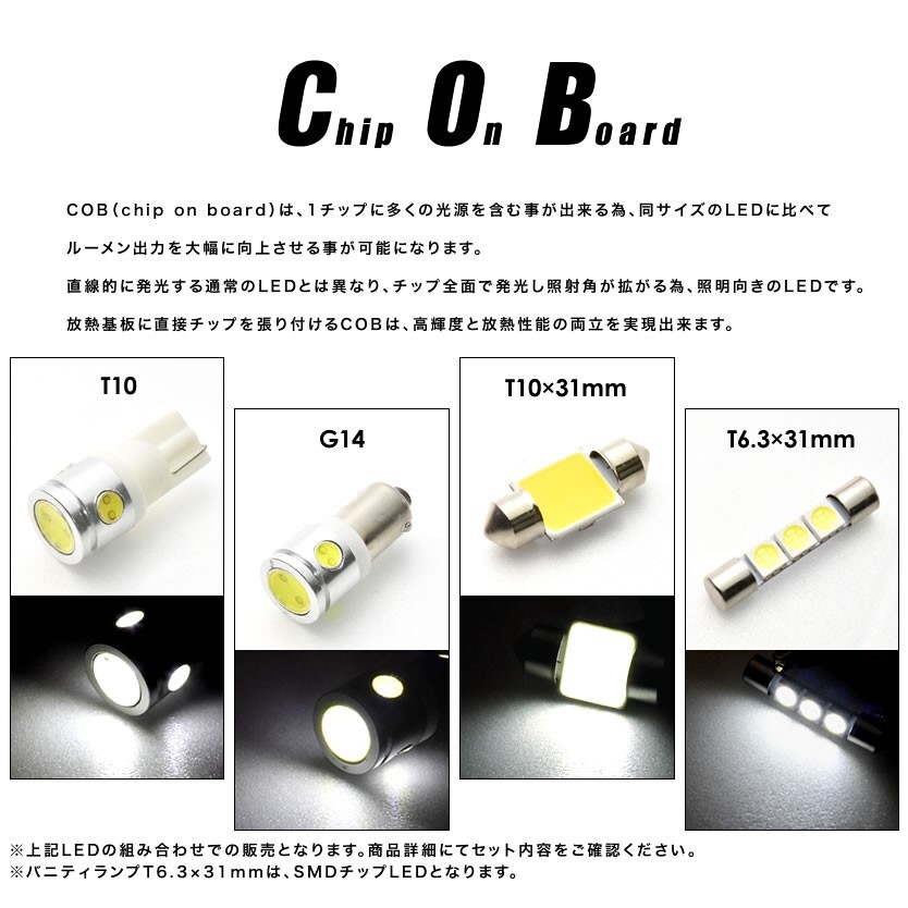 SHJ SH5 SH9 フォレスター H19.12-H24.11 マジ明るいCOB LEDルームランプ 電球 4点_画像2