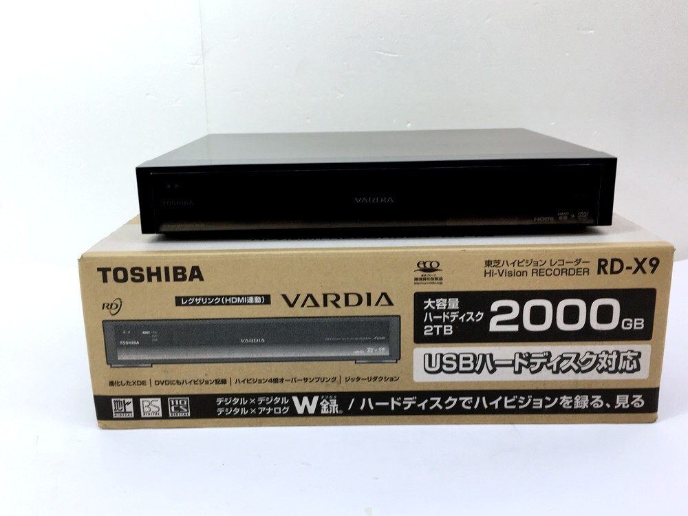 【同梱不可】【100】ジャンク品 東芝 VARDIA RD-X9 HDD搭載ハイビジョンDVDレコーダー 2TB 外付USB HDD対応 本体・外箱のみ ※動作不安定の画像1