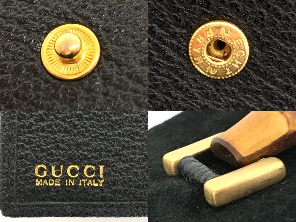 ●【同梱可】【60】中古品 程度良好 GUCCI グッチ バンブー長財布 レザー/スエード 黒 ブラック 二つ折り 財布本体のみ_画像10