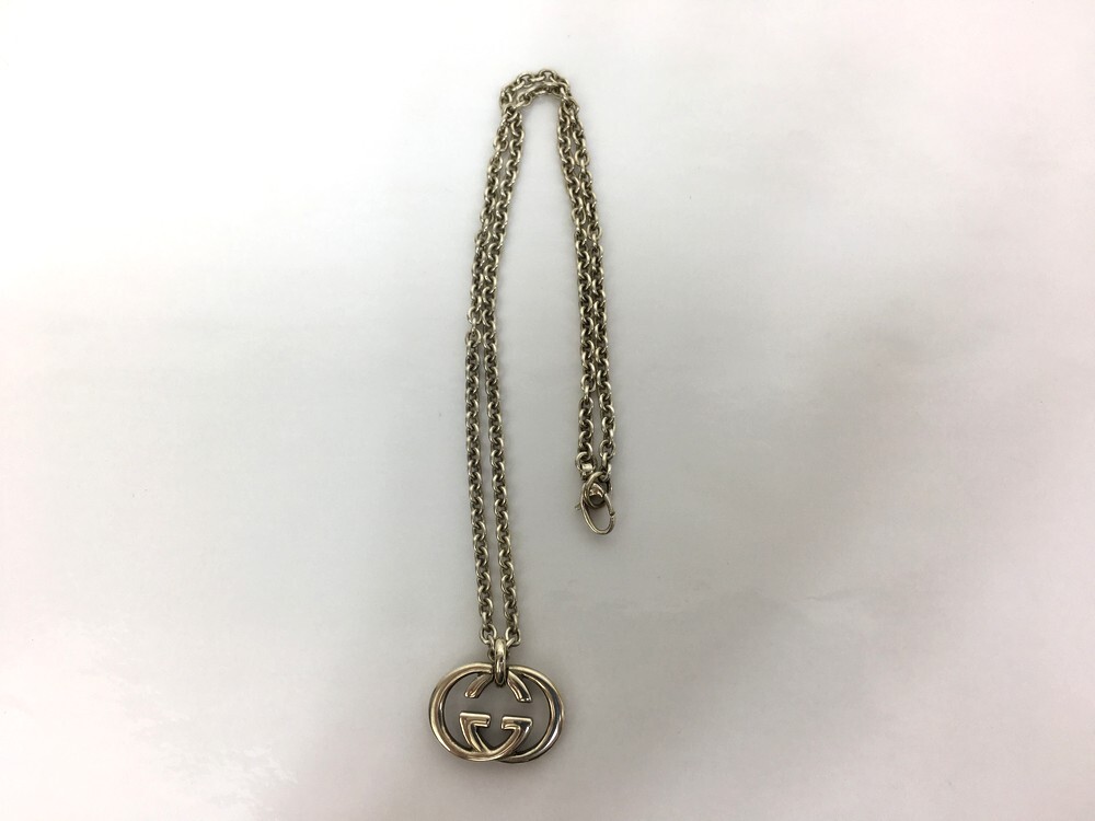 ■●【同梱可】【60】中古品 グッチ Gucci ロゴネックレス インターロッキング Ag925 男女兼用 ※使用感あり_画像1