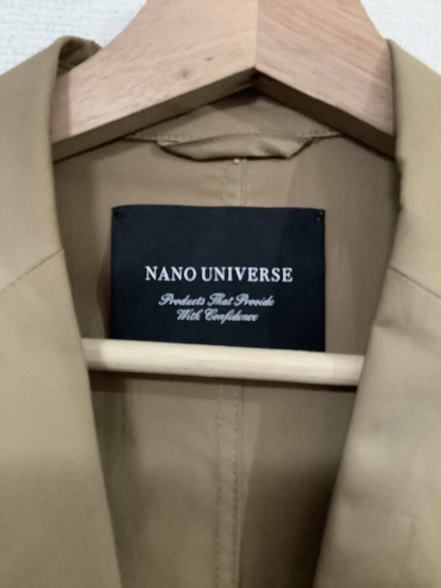 NANO UNIVERSE ナノユニバース　ナイロンコート　ステンカラーコート　ベージュ　メンズ　セレクト　古着_画像3