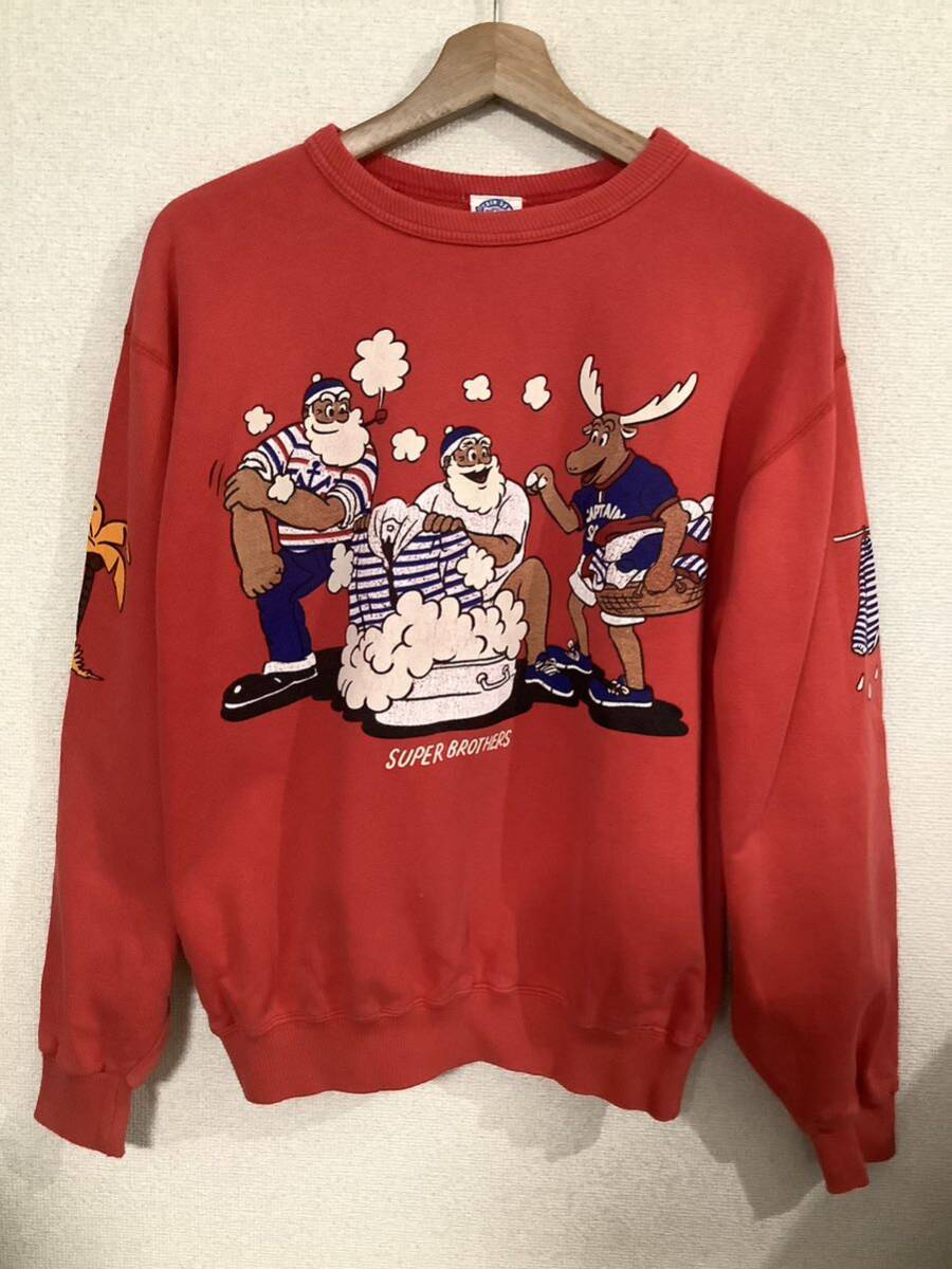 CAPTAIN SANTA キャプテンサンタ　キャラクタープリントスウェット　トレーナー　レッド　レトロ　紳士服　メンズ　古着_画像1