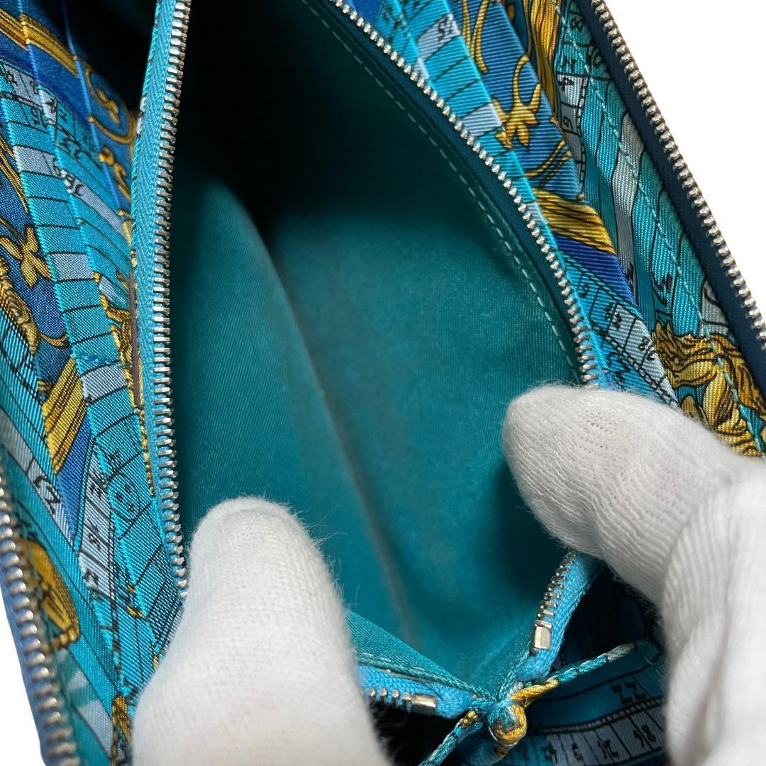 【極美品】HERMES エルメス アサッフロング シルクイン 長財布 ブルーの画像7