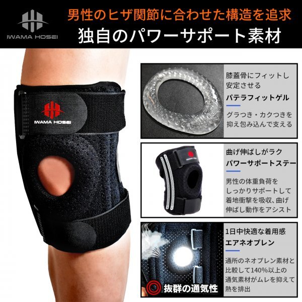 【IWAMA HOSEI】膝サポーター 膝 ひざ サポーター スポーツ 男性用 メンズ 左右兼用 クッション パッド KNEE FIT-MIDDLE フリーサイズ 22の画像5