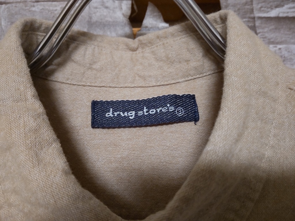 women's G713 ドラッグストアーズ drug stores ぶた ブタ 豚 刺繍 パッチワーク 長袖シャツ 3 ベージュ系_画像6