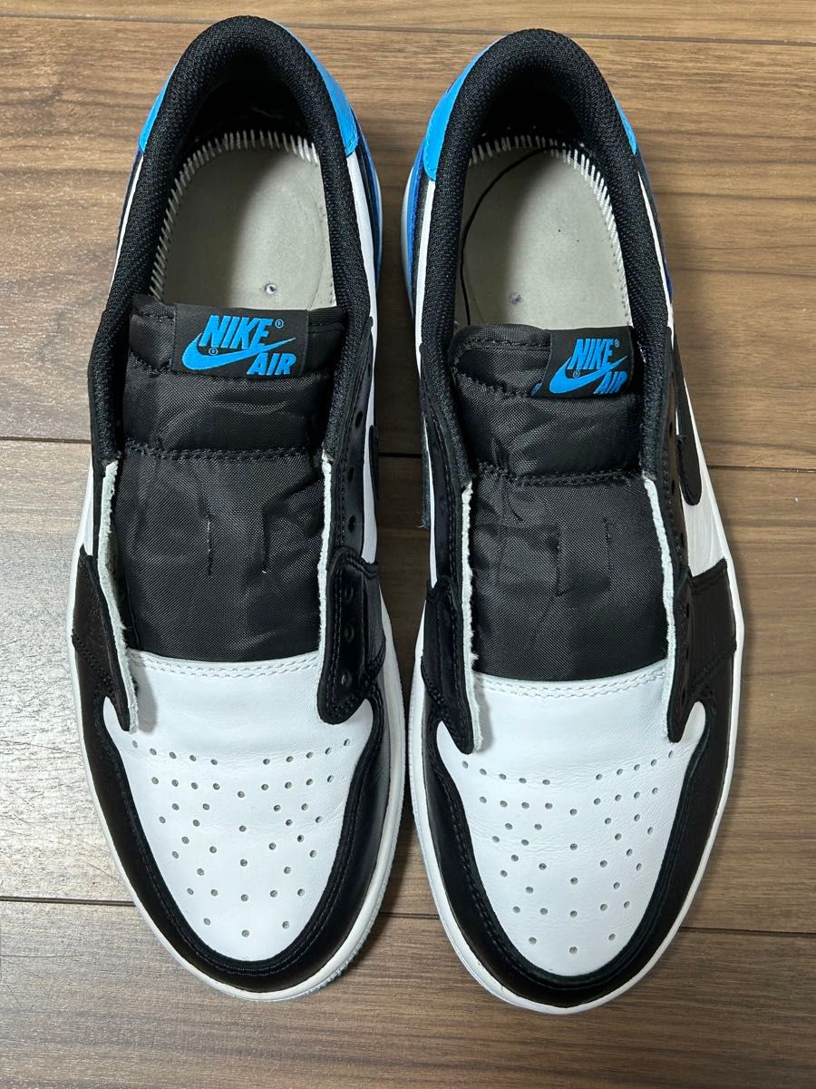 【中古】Nike Air Jordan 1 Low OG "Black and Dark PowderBlue/UNC" 27cm