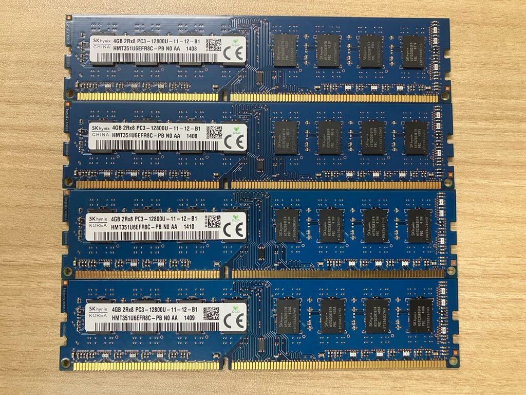 16Gb (4Gbx4枚) DDR3-1600 PC3-12800U パソコン用メモリ SK Hynixの画像1
