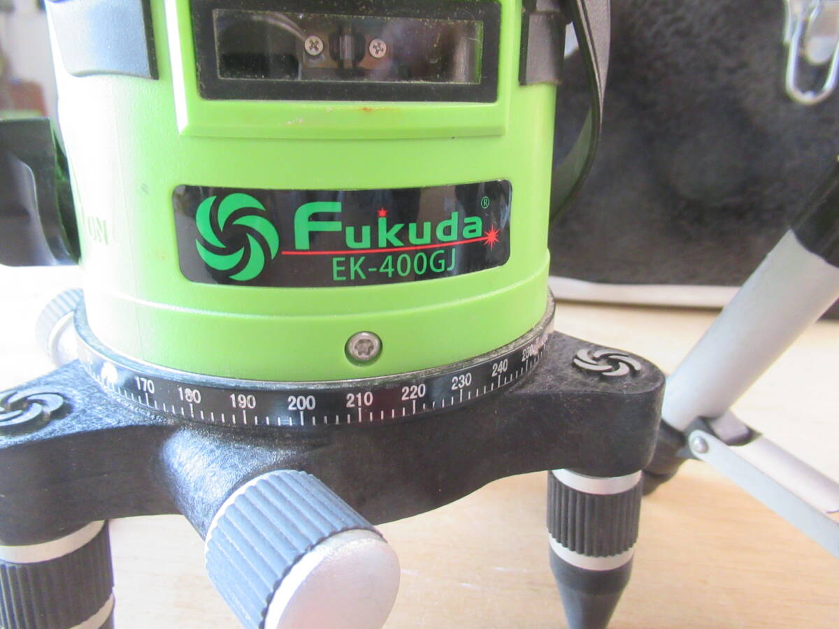 FUKUDA 5ライン グリーンレーザー墨出し器 EK-400GJ  中古品 ミニエレベーター二つ  軽天用ホルダー ありますの画像10